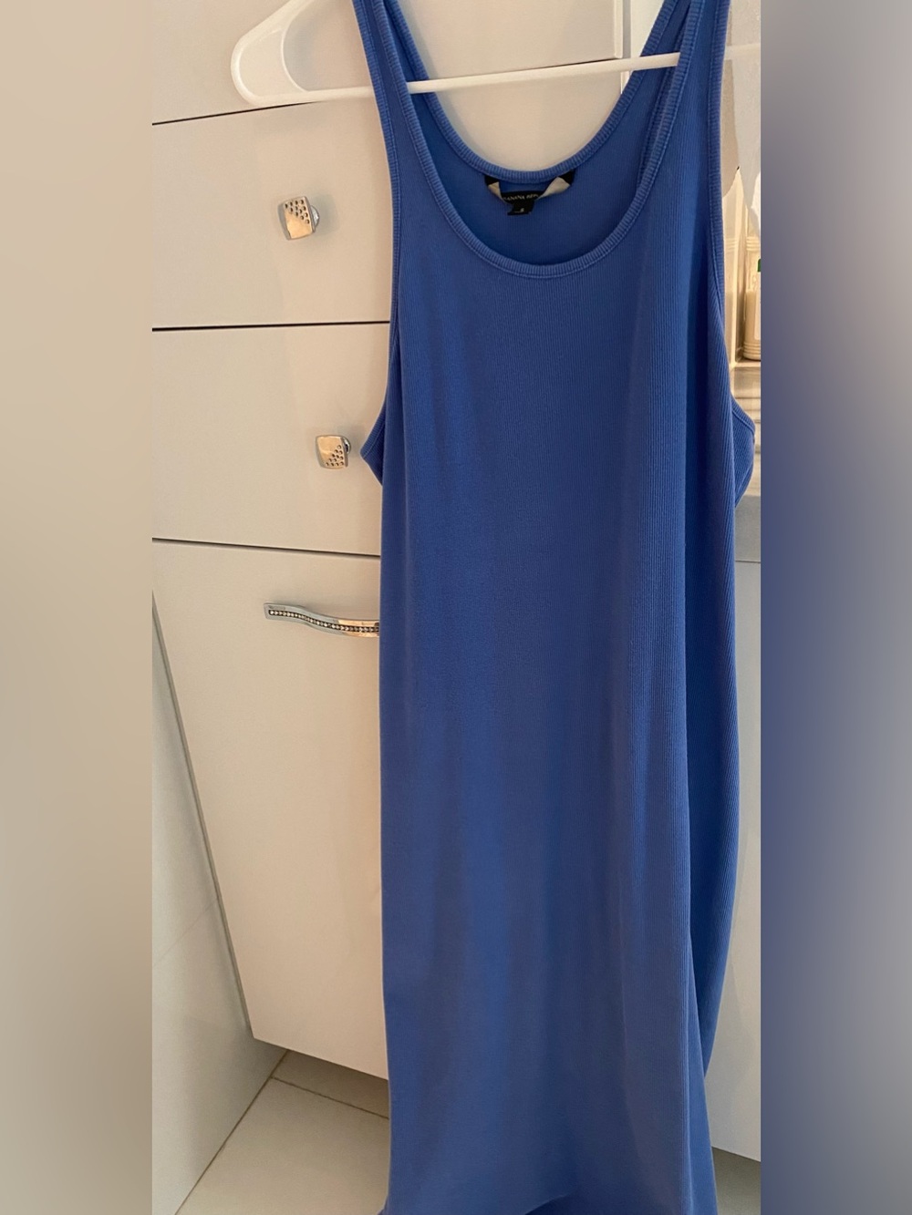 Banana Republic Sleeveless Ribbed Midi Dress in Blue